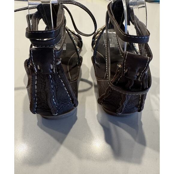 BLUZI Women’s Size 39 Brown Gold Studded Lace Up Sandals Boho Gladiator Festival - Picture 6 of 14